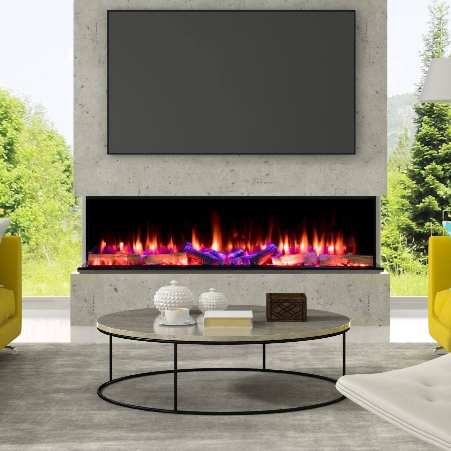 Ilektro 2000 Electric Fire in a Media Wall Installation
