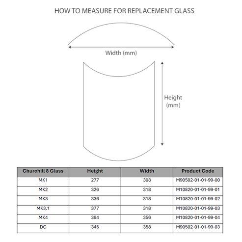 Picture of Glass Pane - MP Churchill 5, 6 (Mk1, 2), 8 (Mk1)